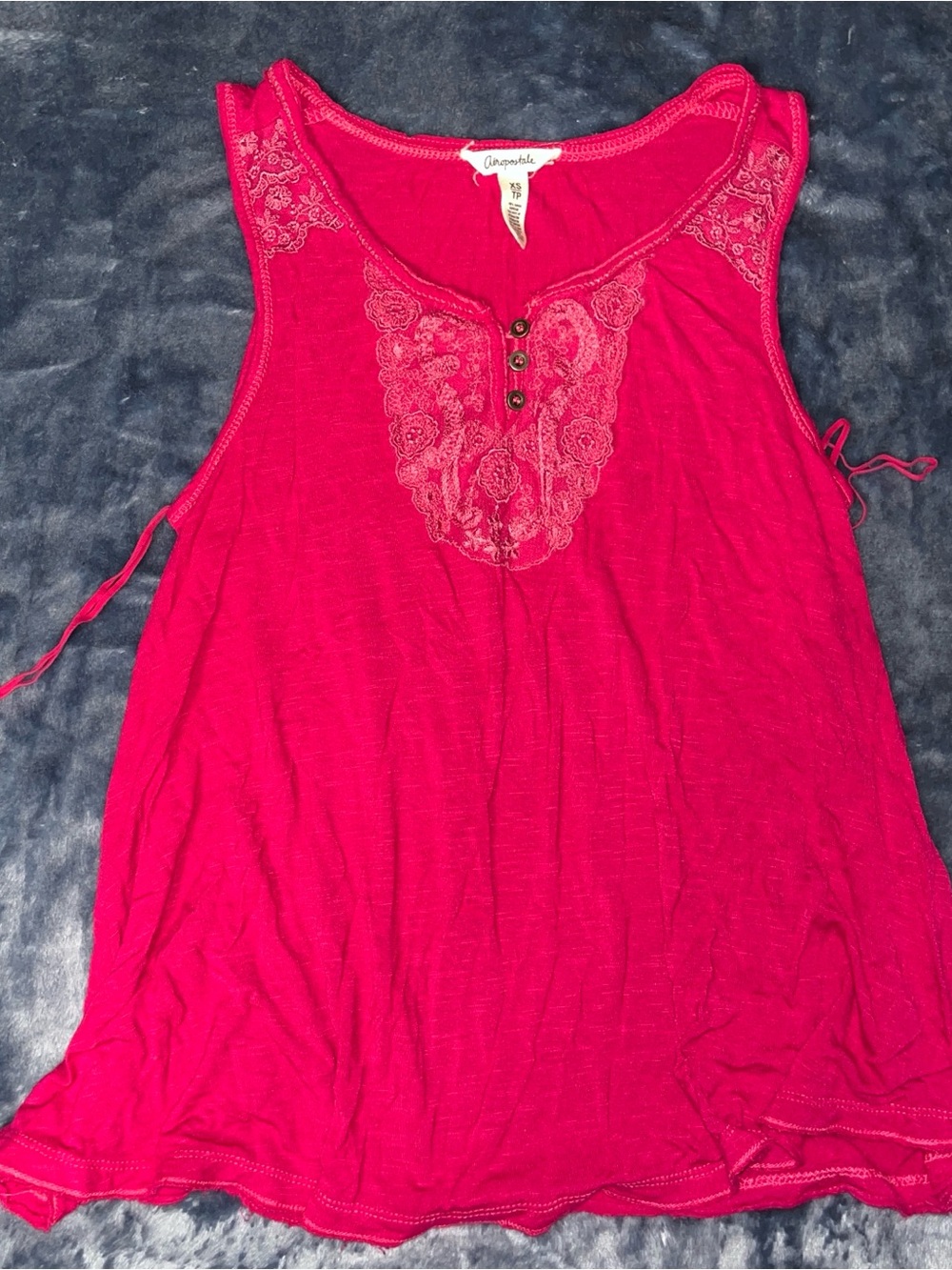 Aeropostale Pink Lace-Accent Sleeveless Top